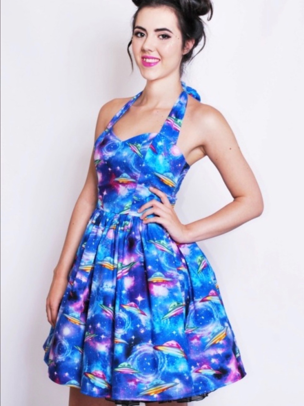 Cyanide Kiss Galaxy Retro UFO Halter Swing Dress